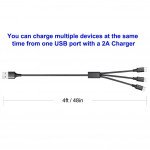 Wholesale 3-in-1 2.1A IOS Lighting / Type C / Micro V8V9 Strong Braided Aluminum USB Cable 4FT (Black)